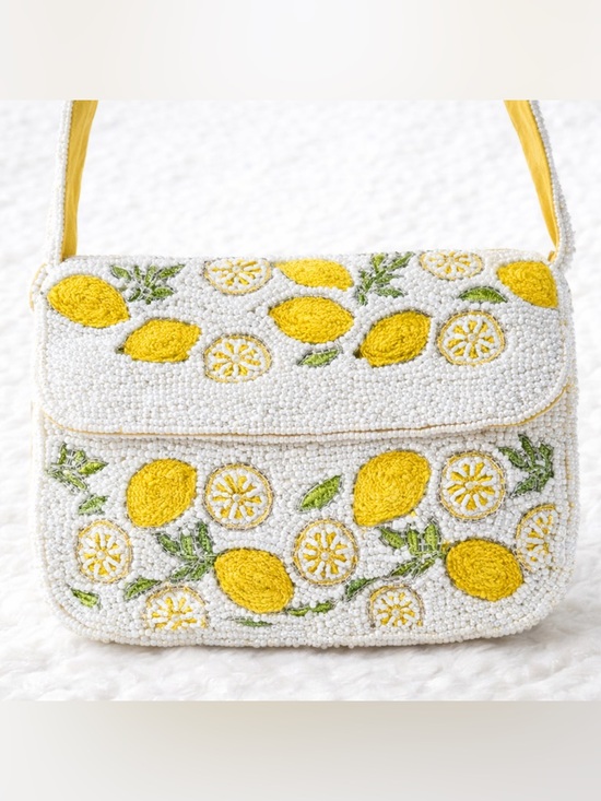 Studio 12 Handbags - NWT Lemon Beaded Bag TikTok Viral Summer Purse White Yellow Shoulder Bag